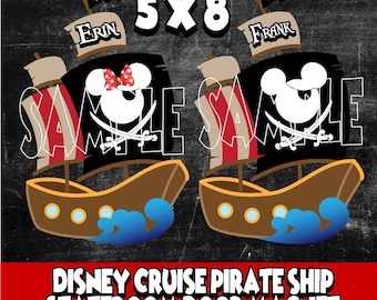 New Thicker Magnets! Mickey Minnie Mouse Pirate Ship Disney Cruise Line Stateroom Door Magnet Individual names buy 3 get1free