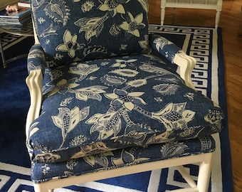 Lexington French Ladder Back Chair and Square Ottoman - Totally Refurbished - Shipping Rates Vary