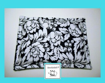 Microwaveable Heating Pad, Organic Flax Seed Heat Pad, Rice Relaxation Gifts, Black & White Flannel Heating Pad, Spot Heat Pack, 6" x 8"