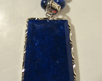 Lapis Lazuli Rectangle Necklace Dark Blue