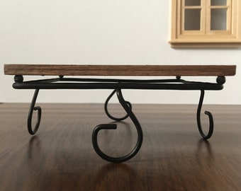 Miniature Dollhouse Wood and Metal Coffee Table 1:12 Scale