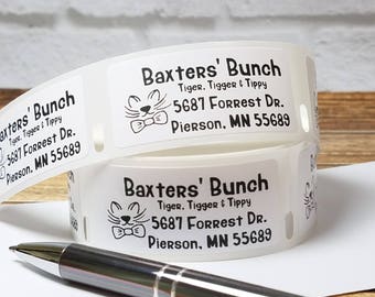 Personalized Cool Cat Address Labels – Premium Labels, 30 Per Sheet, Buy 3 Get 1 Free