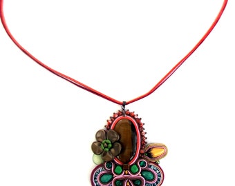 Soutache pendant, Gemstone pendant