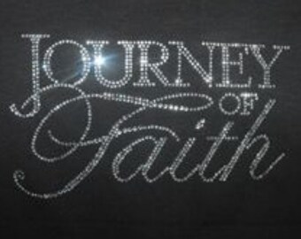 Journey of faith done with clear rhinestones. Necklace not included