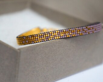 Miyuki beaded bracelet handmade with 24 carat gold plated beads - Gold plated lobster clasp