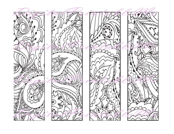 Printable Bookmark Coloring Page book mark adult instant