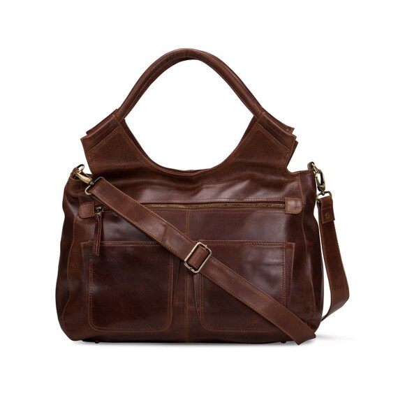 Leather Handbag Satchel weekend travel Laptop Ipad Bag
