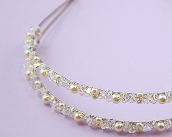 Wedding hair accessories Bridal headband Bridal tiara head piece Bridesmaids headpiece Prom Flower girl headband Swarovski pearls crystals