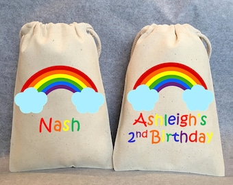 10- Rainbow Party, Rainbow party bags, Rainbow birthday party, first birthday, second birthday themes, Rainbow party favor bags, 5"x8"