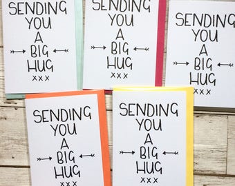 Big hug card, sympathy card, thinking of you card, long distance card, sending a hug card, sending love card, friendship card, miss you card