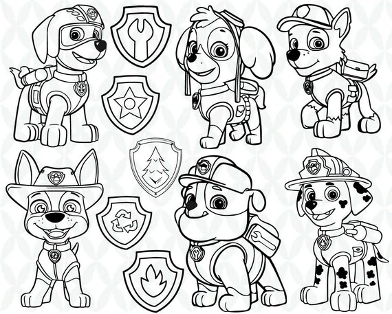 Paw Patrol outline Cutting Files and Clipart Svg Png Eps