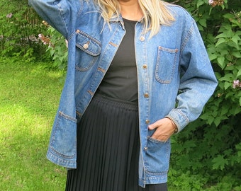 Denim Chore Jacket // Denim Jacket // French Workwear Jacket // Denim Chore Coat Small