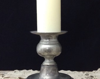Silver Candleholder Silverplate Candleholder Primitive Candleholder Primitive Decor Tabletop Candleholder Candlestick