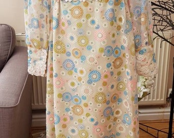 Vintage 1970s empire line floral folk boho maxi dress size small 8/10