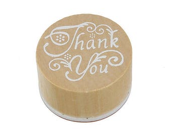 Wood and "Thank You" rubber stamp