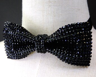Crystal bow tie, Rhinestones bow tie, black bow tie, black rhinestones bow tie, bowties, groom bow tie, groomsmen bow tie, BT14104