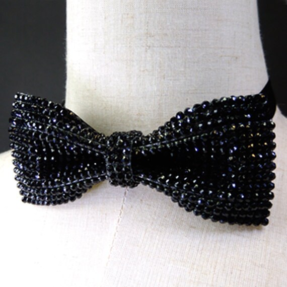 Crystal bow tie Rhinestones bow tie black bow tie black