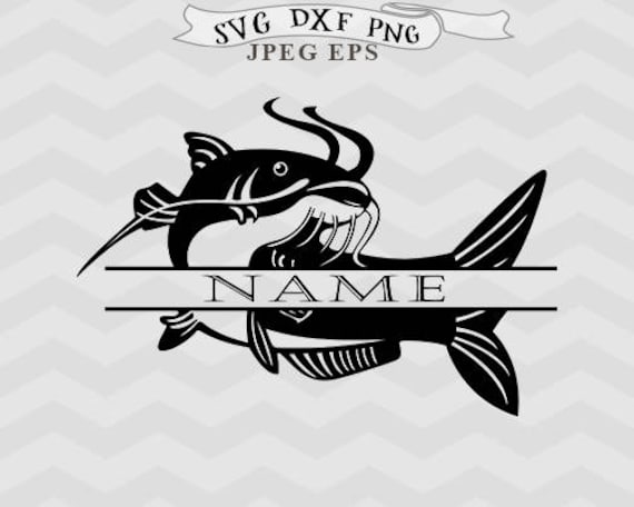 cat Fish SVG Fish Monogram svg Split monogram svg Fishing SVG