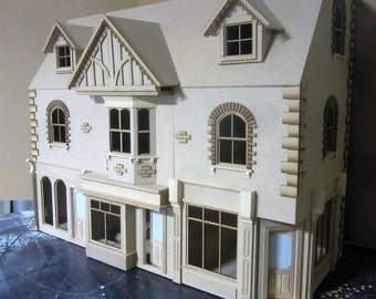 1/12 scale Dolls House Row 0f 3 Shops with 6 rooms above