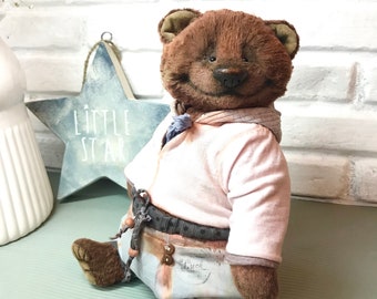 Teddy Bear , Artist Teddy Bear ,Stuffed Animal Bear,collection teddy bear, handmade teddy bear,OOAK teddy bear, Plush toys bear,brown bear