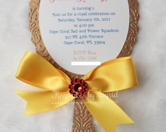 Beauty princess mirror invitation- Set of 15