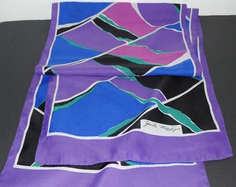 Beautiful Signed Yvette Montagne Paris vintage Scarf - geometric design 58" x 12"
