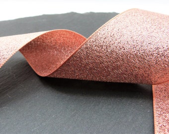Rose Gold Lame , Sparkly Double Sided Ribbon 40mm Wide Per Metre ---1---
