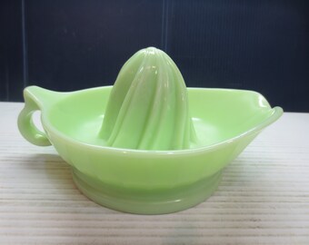 Vintage Antique 8" Green Glass Jadeite Hand Citrus Juicer Reamer Pre WWII