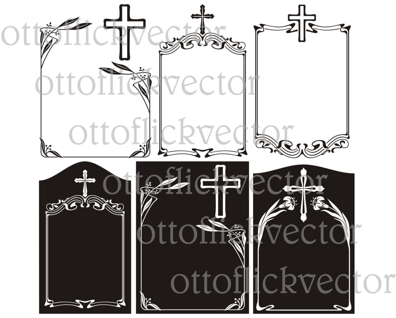 OBITUARY FUNERAL NOTICE vector frames clipart memorial