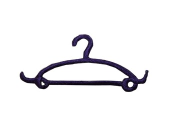 ID 7562 Purple Clothes Hanger Patch Plastic Closet Embroidered Iron On Applique