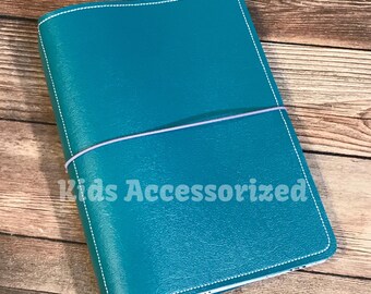 Traveler's Notebook - Teal with white and lavender