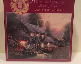 Summer Sale Thomas Kinkade Painter of Light Julianne's Cottage 1000 Piece Jigsaw Puzzle Glow in the Dark.New,Sealed.Free Shipping