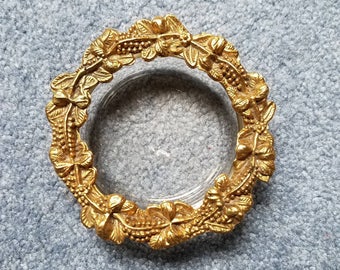 Glass and Gold Toned Vintage Ash Tray