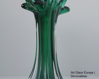 Helder kristal-glas sculptuur vaas, Friedrich Egermann voor Novy Bor glasfabriek.