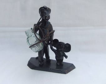Soviet Metall Figurine "Сrocodile Gena & Cheburashka". Silumin Figurine. USSR. 1970s.