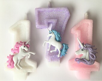 Unicorn Glitter Number Candles