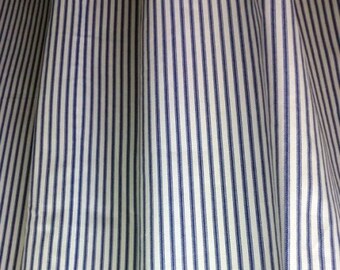Blue Ticking Stripe Shower Curtain Made in USA