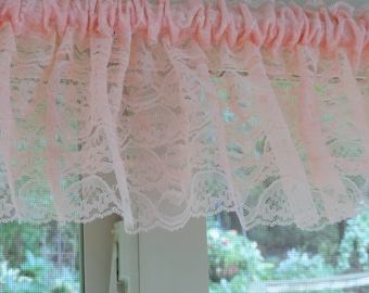 Peach window valance, Peach window treatment, Peach curtain