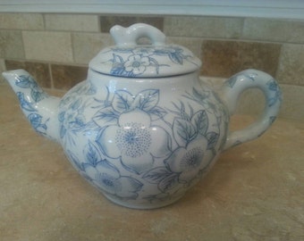 Théière Floral bleu & blanc