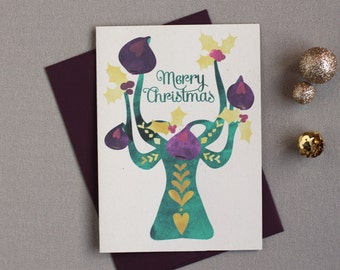 CLEARANCE!!! Folk Tree Holiday Cards : Figs Box of 8