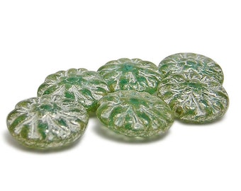 6pcs - 14mm - Flower Beads - Czech Picasso Beads - Czech Dahlia Beads - Czech Beads - Dahlia Flower - Czech Glass Beads (B186)