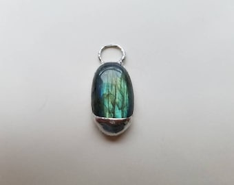 Blue and Green Flash Labradorite Pendant