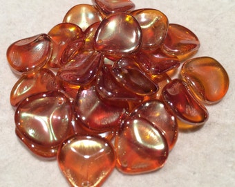 Rose Petal Beads - 14mm x 13mm - Crystal Apricot Medium - Czech Glass - 25Beads - 00030-29121