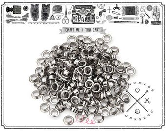 200pcs 3MM Hole Tiny SILVER Grommets Eyelets Self Backing for Bead Cores, Clothes, Leather, Canvas