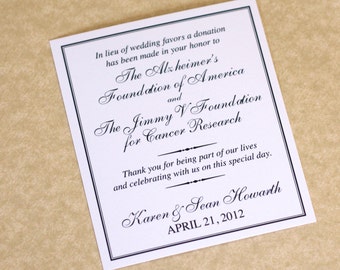 13 Free, Printable Thank You Cards With Lots of Style Wedding favor donation card template