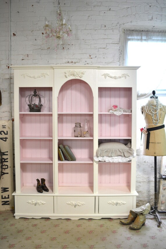 Painted Cottage Chic Shabby White Handmade Bookcase / Display