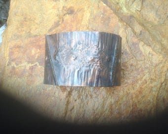 Fold formed ,copper ,bracelet ,cuff,hand made,textured