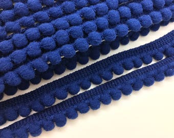 Navy Blue Pom Pom Trim, Pom Pom Ribbon, Mini Pom Trim, Decorative Ribbon.