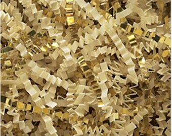 You Choose the Size: VANILLA & METALLIC GOLD Gift Basket Shred, Crinkle Paper Filler Display Bedding (Free Shipping!)