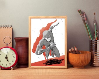 Flash • The Flash • Comic Book Print illustrated by Brenden Roel de Vries
